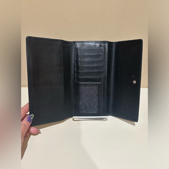 Coach Vintage Black Leather Trifold Long Wallet - Picture 7 of 11